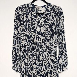 Tucker Juliette Dress Midnight Figi Floral in Silk Crepe de Chine Long Sleeve